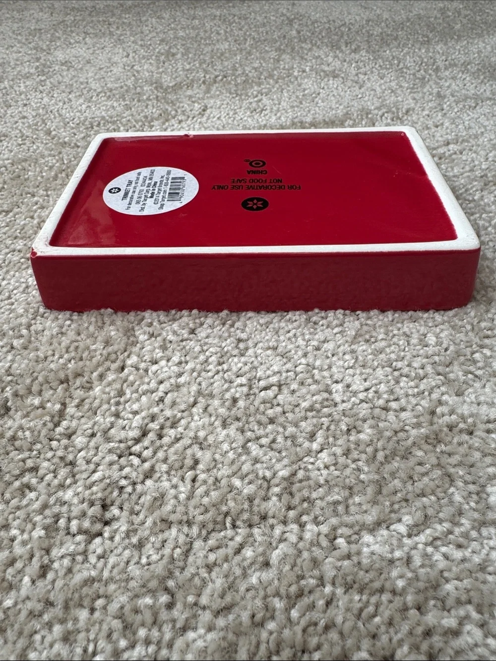 Target Red Ceramic Vanity Trinket  Tray with Quote